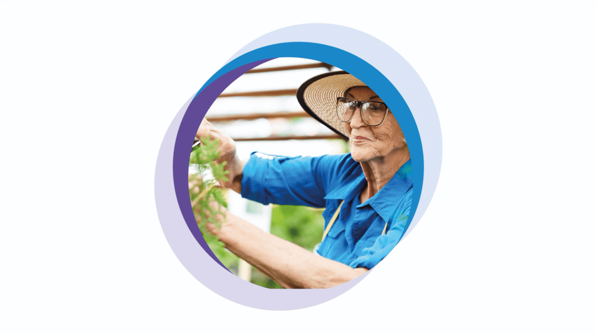 жінка похилого віку, садівництво, лікування цукрового діабету 2-го типу, протидія діабету